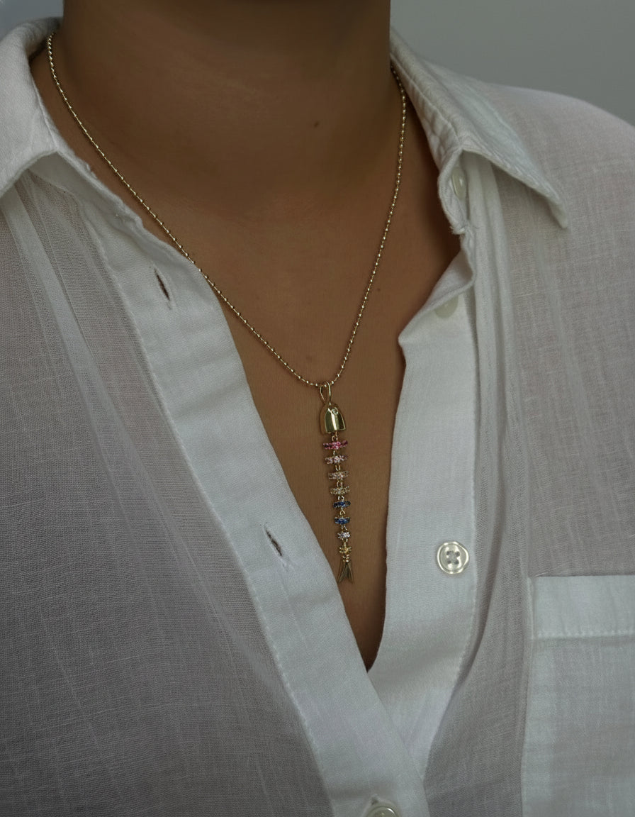 Özel Seri Balık Figürlü Renkli Zirkon Kolye