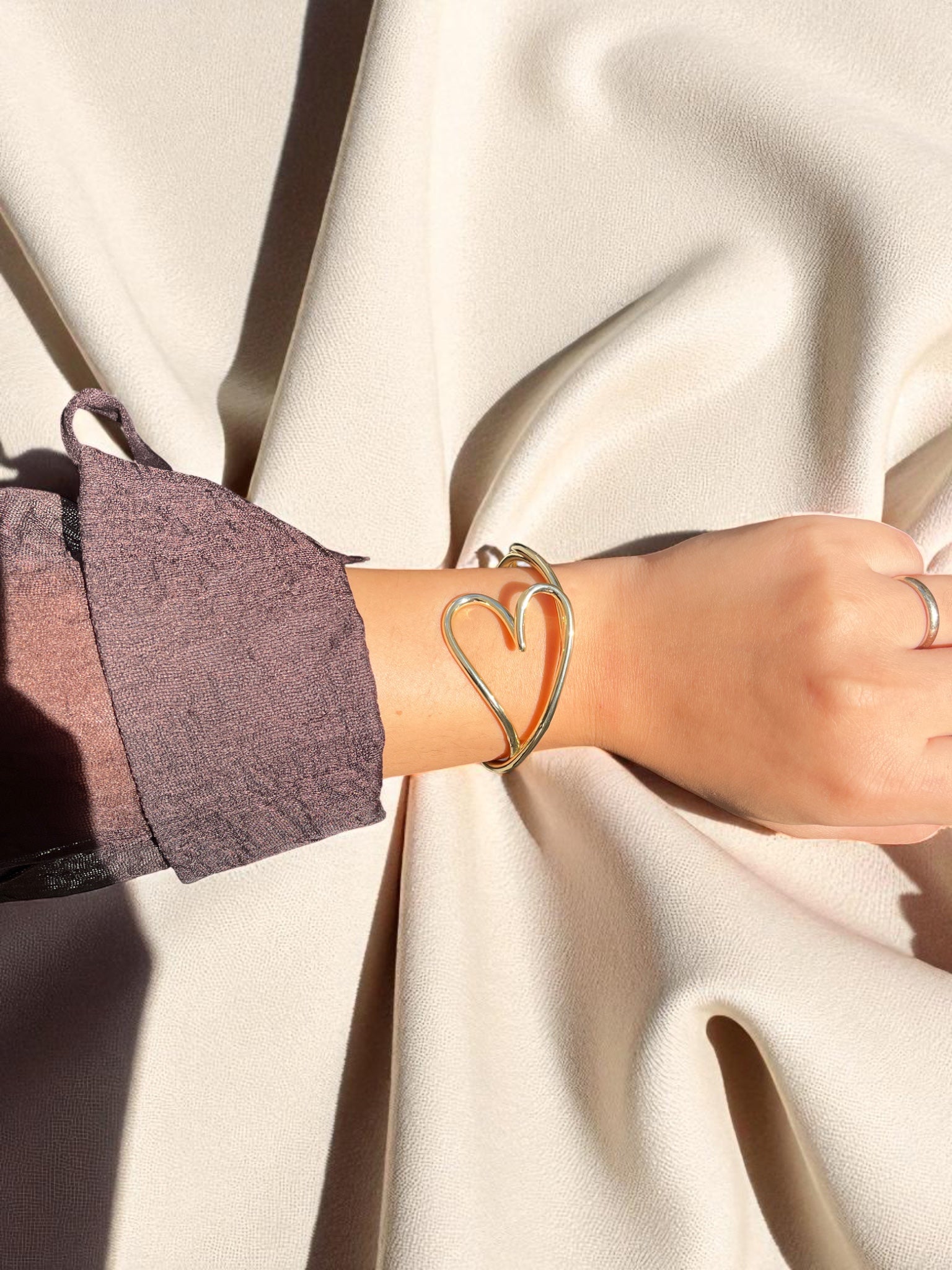 Özel Seri Ayarlanabilir Gold Kalp Bilezik