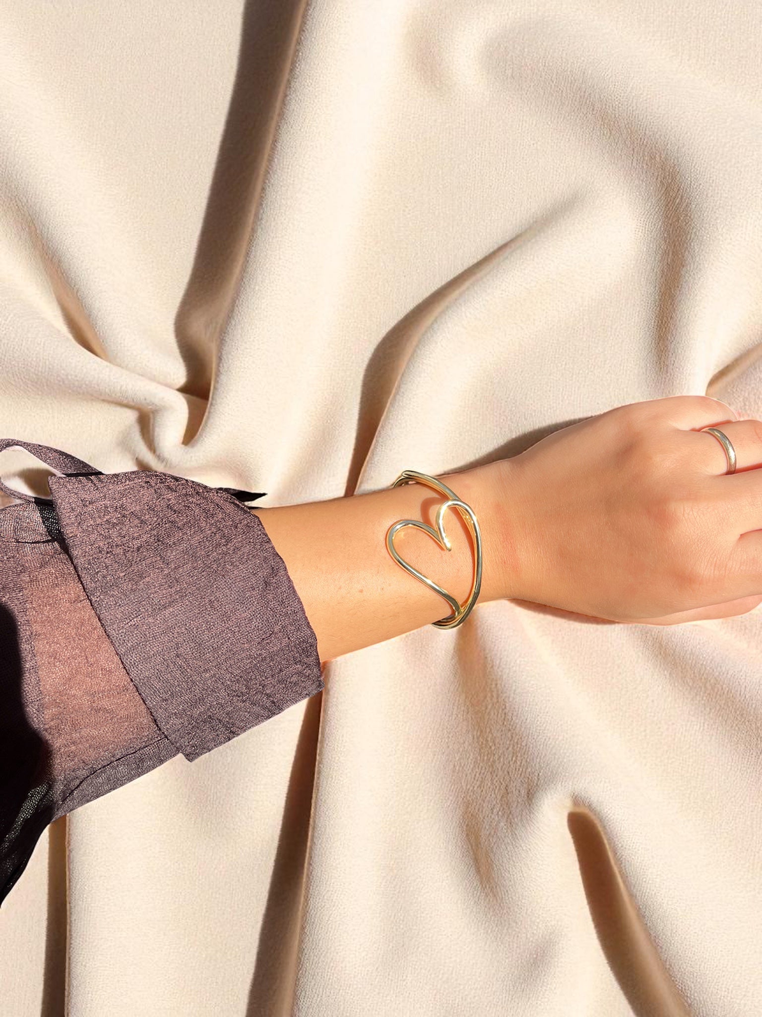 Özel Seri Ayarlanabilir Gold Kalp Bilezik