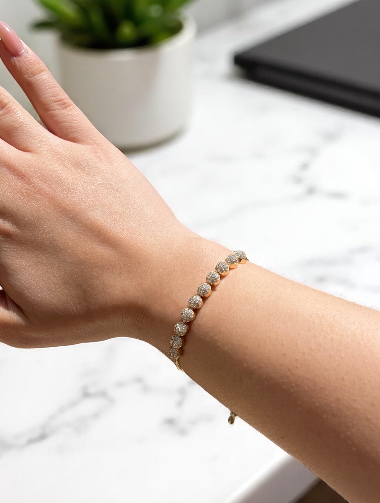 Ayarlanabilir Zirkon Taşlı Topçuk Model Bileklik