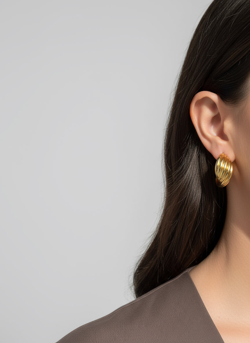 Gold Bombeli Halka Küpe