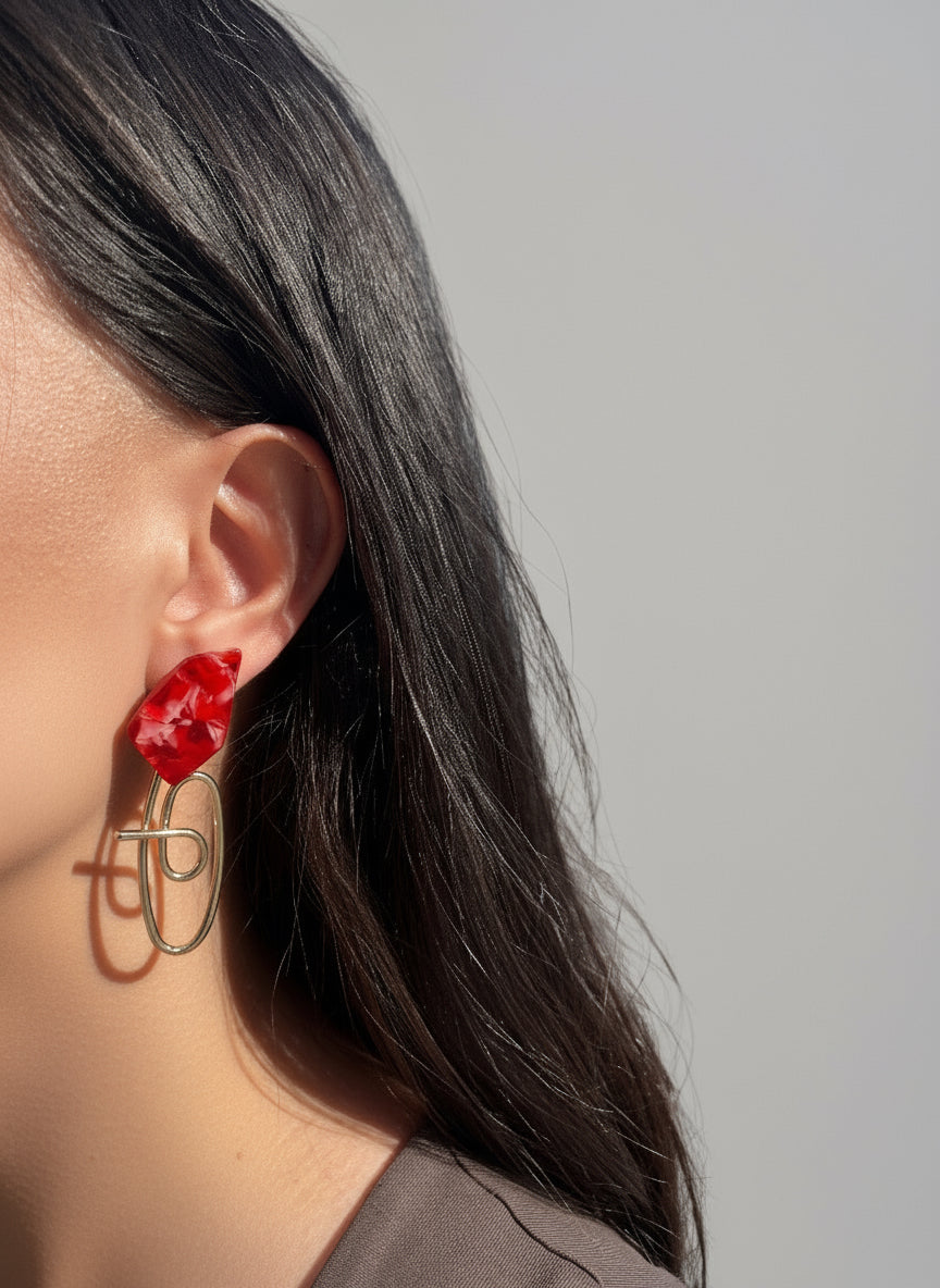 Özel Seri Çift Renk Geometrik Tasarım Küpe