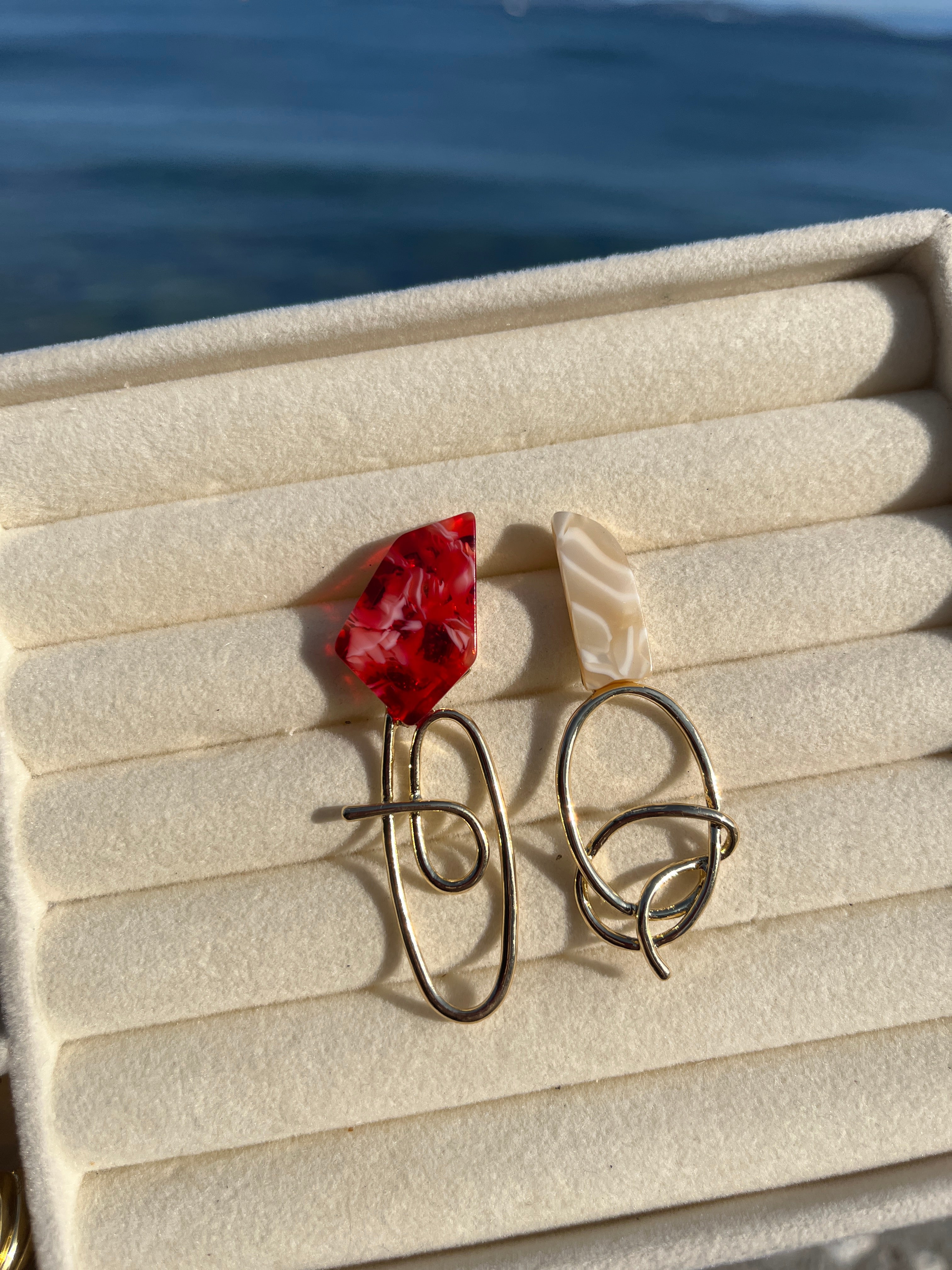 Özel Seri Çift Renk Geometrik Tasarım Küpe