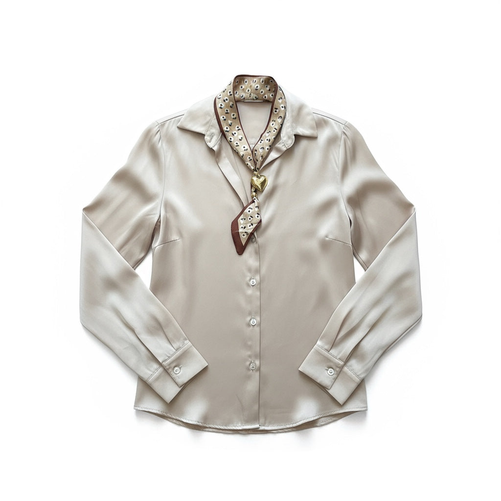 Ayarlanabilir Kalp Detaylı Bordo Kahve Fular