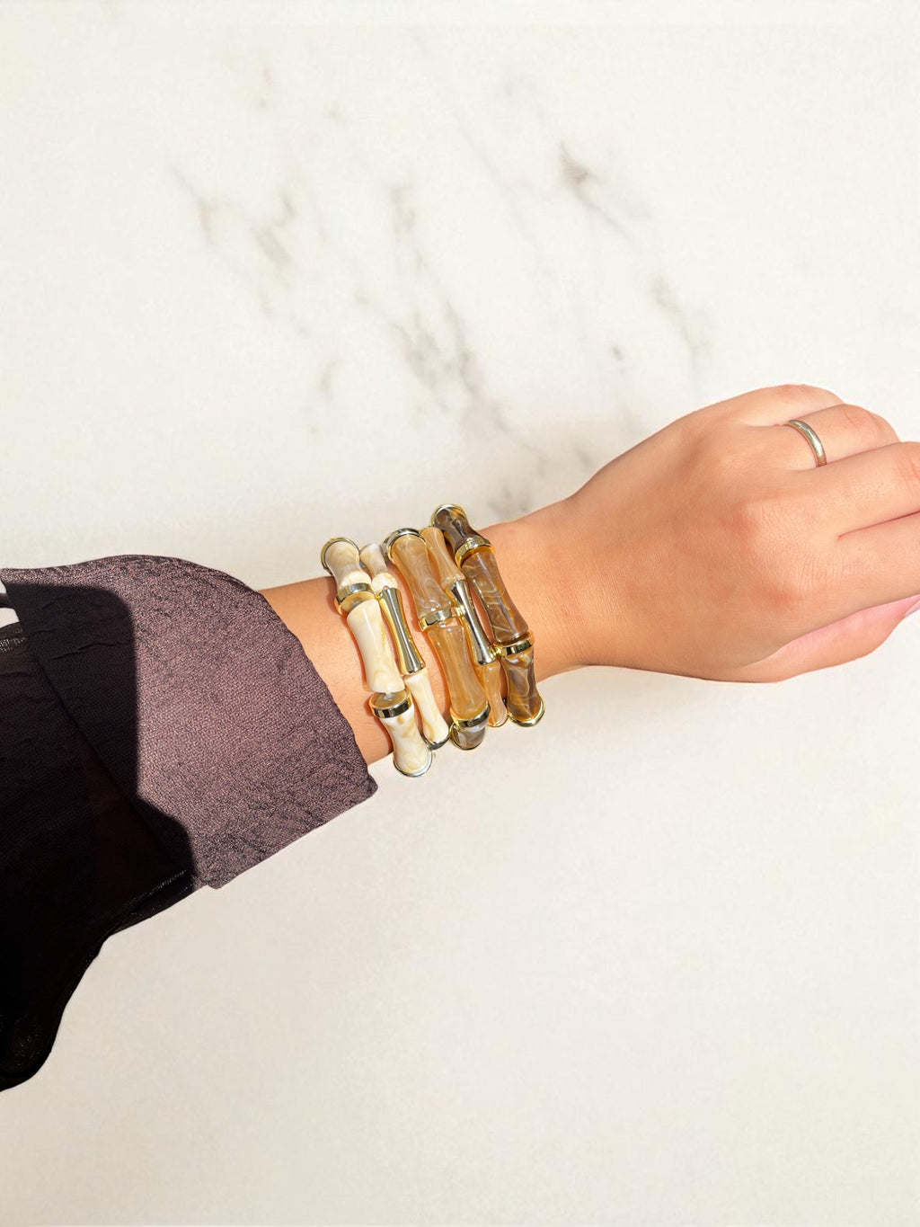 5'li Özel Seri Gold Detaylı Boncuk Bilezik Seti