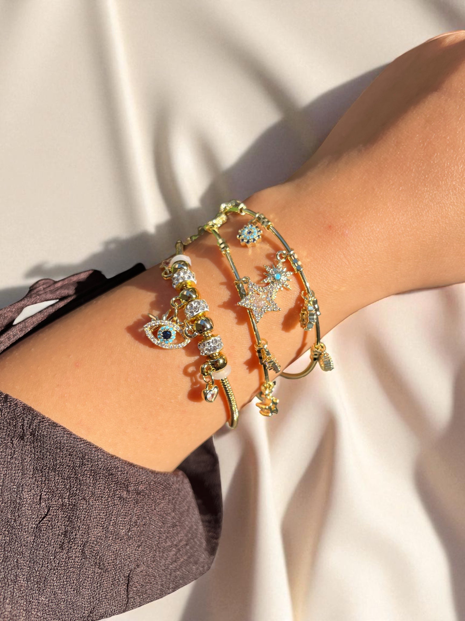 Göz ve Yıldız Charmlı Ayarlanabilir Bileklik