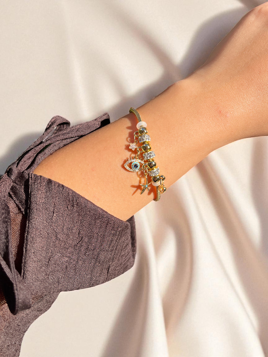 Göz ve Yıldız Charmlı Ayarlanabilir Bileklik