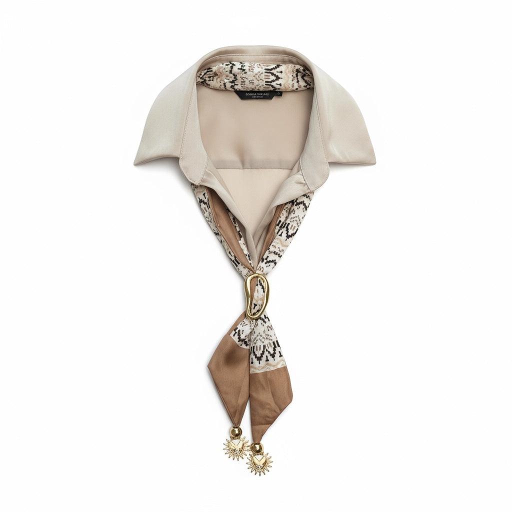 Ayarlanabilir Kahverengi Desenli Fular