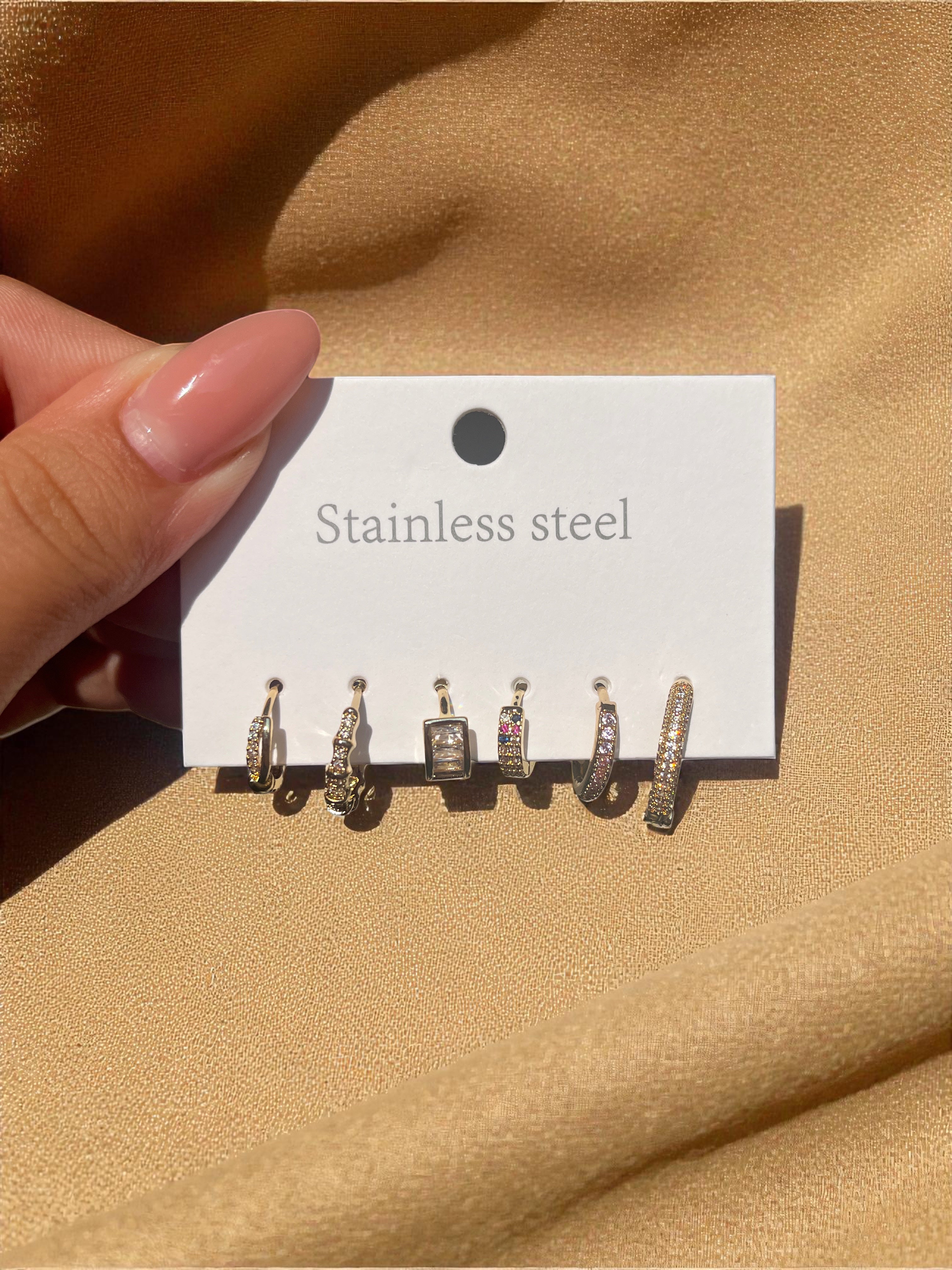 Gold Zirkon Çoklu Küpe Seti